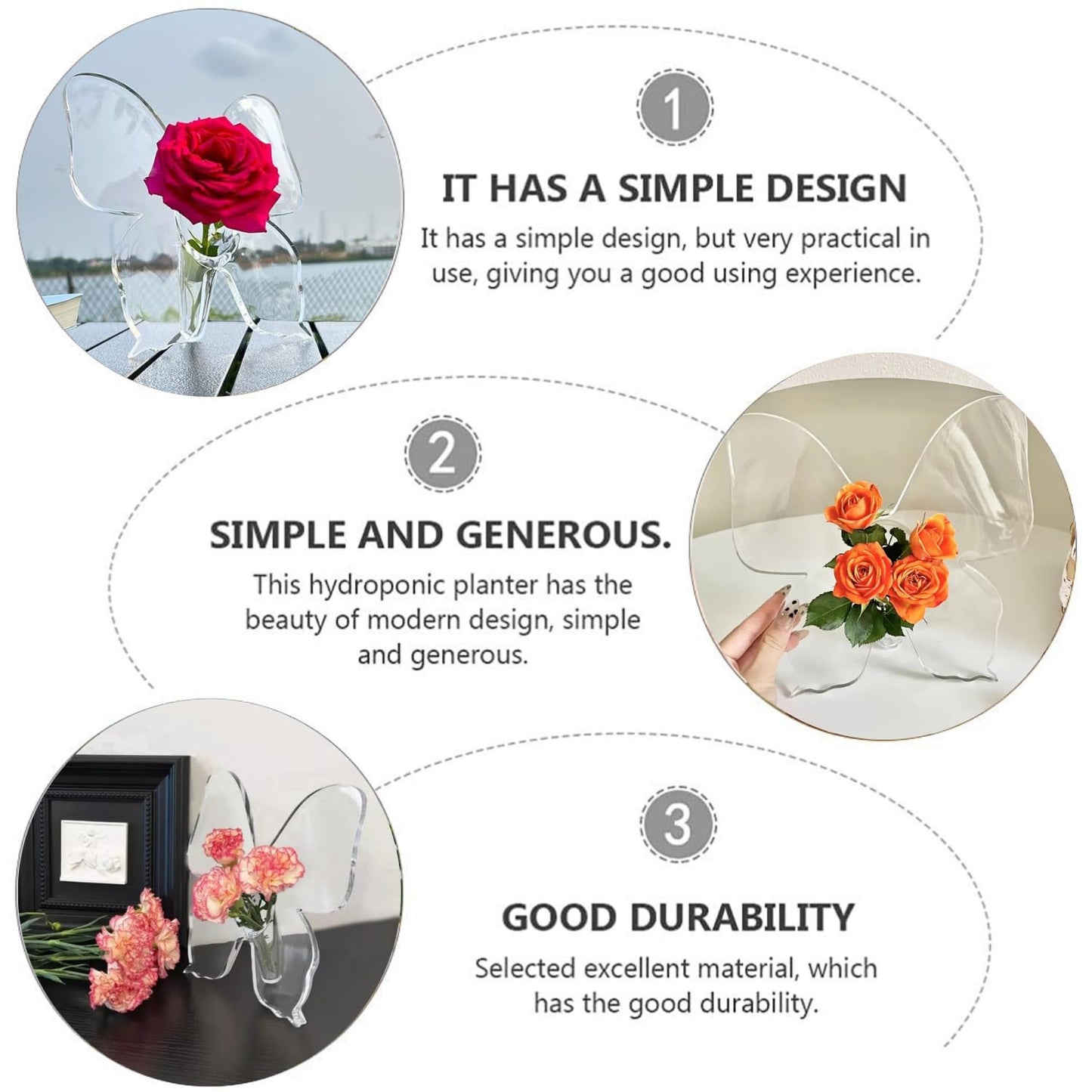 Clear Butterfly Frame Vase, Art Flower Holder