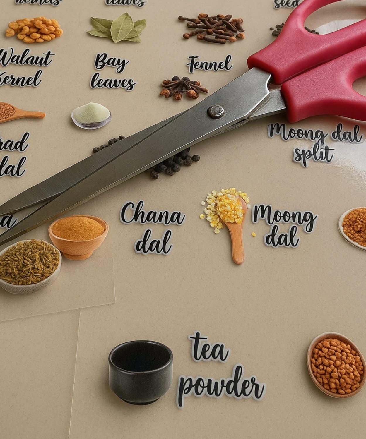 Waterproof Kitchen Spice Jar Label Stickers (Pack of 1 - 60 Stickers)